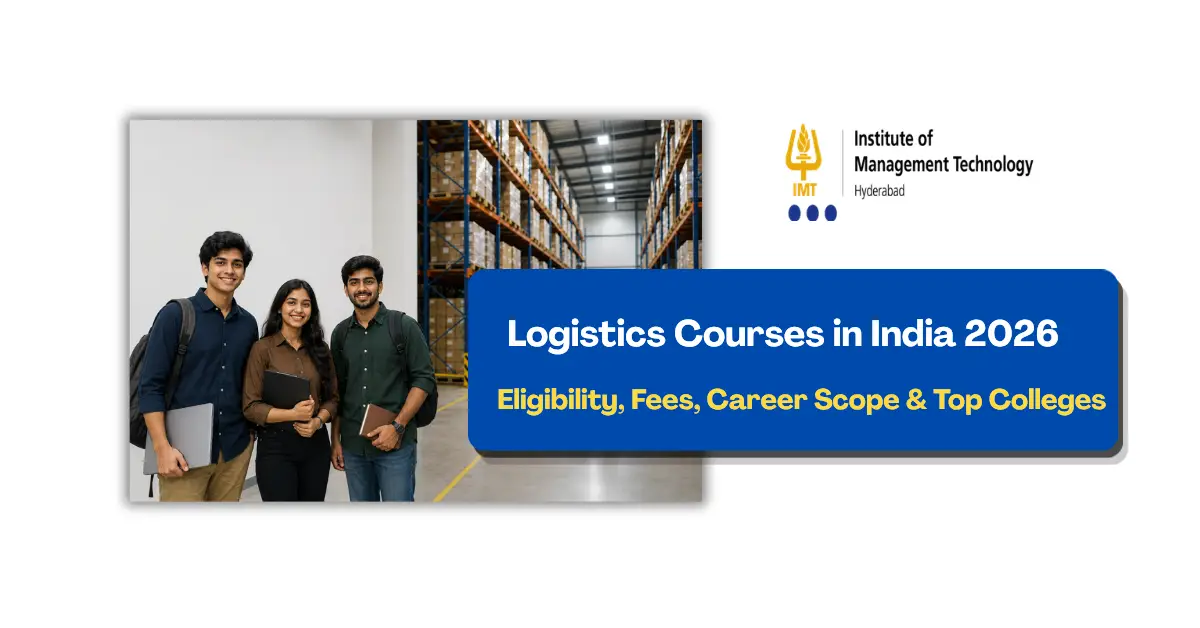 Students learning logistics courses in India with a supply chain network and warehouse visual